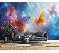 Générique Papier Peint Panoramique Papillon Ciel étoilé Intissé Poster Fresque Murale 3D Rêve Décoration Murale Art Wallpaper pour Salon Cuisine Bureau Chambre d'enfant 366x254 cm R-21