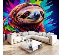 Générique Papier Peint Panoramique Paresseux Coloré Intissé Poster Fresque Murale 3D Kawaii Moderne Wallpaper pour Salon Chambre d'enfant Restaurant Couloir TV Fond Décoration Murale 200x140 cm H1273