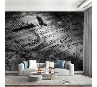 Générique Papier Peint Panoramique Partition Artistique Noire Tapisserie Murale Mural Pour Décoration Murale Musique Abstrait Papier Peint Chambre Enfant Stickers Cuisine 400x280cm(L x H)