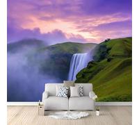 Générique Papier Peint Panoramique Paysage De Cascade De Montagne 300x210 cm Papier Peint Poster Mural 3D, Tapisserie Photo Peinture Murale Intissé Fresque pour Salon Chambre Toile Fond TV