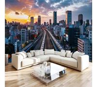 Générique Papier Peint Panoramique Paysage Urbain 350x256 cm, Salon | Papier Peint Intissé Chemin De Fer Train Décoration Murale Moderne Chambre Bureau,XXL Fresque Murale,Salle à manger 1L129