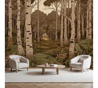 Générique Papier Peint Panoramique Paysages de Jungle Automnale Sombres 400x280cm(L x H) Papier Peint Intissé Photo Mural, Plantes et Fleurs Poster Tapisserie Mural Pour Chambre Décoration Murale