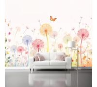 Générique Papier Peint Panoramique Peint Pissenlits Graines Papillons Taille Personnalisée Disponible Pour Salon Chambre Décoration Murale Couleur Coloré Design Moderne, 400 x 280 cm