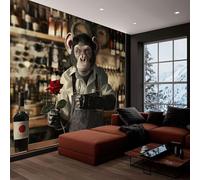 Générique Papier Peint Panoramique Peinture Murale Les Animaux Monsieur Gorille Sombre 3D Effet Intissé Grand Tapisserie Papier Peint Mural 250x175 cm pour Salon Chambre D'enfants Restaurant