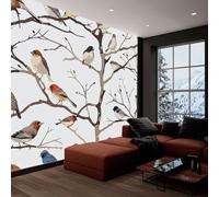 Générique Papier Peint Panoramique Peinture Murale Surréalisme Oiseaux Blanc 3D Effet Intissé Grand Tapisserie Papier Peint Mural 250x175 cm pour Salon Chambre D'enfants Restaurant