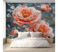 Générique Papier Peint Panoramique Pivoine, Papier Peint Chinoise Fleur Rose Fond pour Chambre Wallpaper, Fresque Murale pour Salon Salle Deco Murale, 450x315cm D&O49