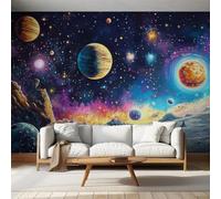 Générique Papier Peint Panoramique Planète Galaxie - Papier Peint Ciel Étoilé Univers Enfants - Deco Chambre Salon - Fresque Murale - Wallpaper - 450x260 cm B533