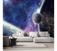 Générique Papier Peint Panoramique Planètes Nébuleuses Intissé Poster Fresque Murale 3D Galaxie Ciel étoilé Décoration Murale Art Wallpaper pour Salon Cuisine Bureau Chambre d'enfant 366x254 cm R-101