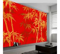 Générique Papier Peint Panoramique Plantes Feuilles Rouge, Photo Mural Moderne 200L x 140H cm - Papier Peint Décoration de Maison Style Chinois pour Salon Chambre Chambre des Enfants Bureau