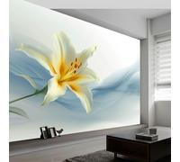 Générique Papier peint panoramique plantes lys vagues rayures, Papier peint intissé art abstrait art esthétique moderne pour salon adulte chambre d'Enfants restaurant décoration murale 500L x 280H cm