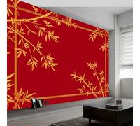 Générique Papier Peint Panoramique Plantes Or Feuilles, Photo Mural Moderne 450L x 280H cm - Papier Peint Décoration de Maison Art Chinois pour Salon Chambre Chambre des Enfants Bureau