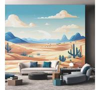 Générique Papier Peint Panoramique Plantes Succulentes Désert, Papier Peint Cactus Occidental Fond pour Chambre Wallpaper, Fresque Murale pour Salon Salle Deco Murale, 152x104cm D&O21