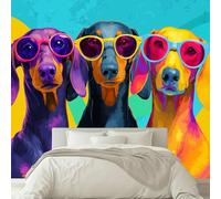 Générique Papier peint Panoramique pour Enfant 300 x 210 cm - Photo Murale Animaux Teckel Pop Art - Revêtement Mural Décoratif - Décoration pour Salon, Chambre, Cuisine, Salle de Bain, Ado