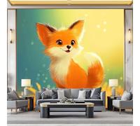 Générique Papier Peint Panoramique Renard Animal De Dessin Animé 400x280 cm Papier Peint Poster Mural 3D, Tapisserie Photo Peinture Murale Intissé Fresque pour Salon Chambre Toile Fond TV