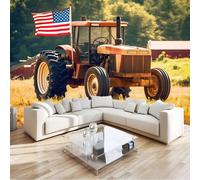 Générique Papier Peint Panoramique Rétro, Multicolore Mural Xxl Américain Rural Tracteur 300 X 210 Cm Moderne Mural Pour Chambre D'Enfant - Papier Peint Photo Non Tissé
