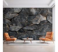 Générique Papier Peint Panoramique Rocher Gris, Papier Peint Géométrique Pierre Fond pour Chambre Wallpaper, Fresque Murale pour Salon Salle Deco Murale, 152x104cm D&O64