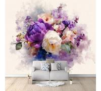 Générique Papier Peint Panoramique Romantique Fleurs Texture Rendu Fumée/Brume, Poster Géant Mural 250 x 175 cm, Intissé Décoration Murale pour Salon & Chambre d'Enfant, Beige (Non-adhésif)