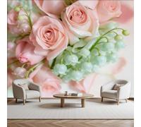 Générique Papier Peint Panoramique Roses Romantiques Fleurs Rouge 400x280cm(L x H) Papier Peint Intissé 3D Tapisserie Poster Mural Plantes et Fleurs Decoration Murale Chambre Salon