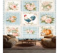 Générique Papier Peint Panoramique Rustique - Papier Peint Citrouille Coq Fleur - Deco Chambre Salon - Fresque Murale - Wallpaper - 150x105 cm A-8534