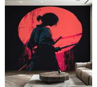 Générique Papier Peint Panoramique Samouraï Japonais, Papier Peint Asie Orientale Fond pour Chambre Wallpaper, Fresque Murale pour Salon Salle Deco Murale, 500x350cm D&O151