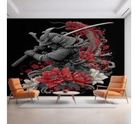 Générique Papier Peint Panoramique Samouraï Japonais, Papier Peint Dragon Fleurs Asiatique 416 x 254 cm, Photo Décoration Murale, Papiers Peints Intissé Décoration Murale Salon Chambre EL&D42
