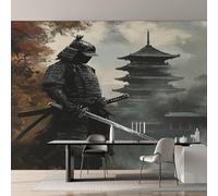 Générique Papier Peint Panoramique Samouraï Japonais, Papier Peint Japonaise Tour Asiatique 250 x 175 cm, Photo Décoration Murale, Papiers Peints Intissé Décoration Murale Salon Chambre EL&D64