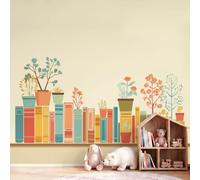 Générique Papier Peint Panoramique Scandinave 450 x 315 cm, Poster Géant Mural Papier Peint Intissé, Décoration Fresque Murale Salon Chambre à Coucher Chambre d'Enfants Bibliothèque Plantes