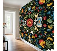 Générique Papier Peint Panoramique Scandinave, 450x315 cm | Papier Peint Art Populaire - Deco Chambre Salon - Fresque Murale - Wallpaper B1948