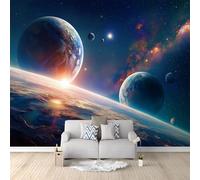 Générique Papier Peint Panoramique Sci-Fi Univers Terre Galaxie Exploration 300 x 210 cm, 3D Tapisserie Murale Bleu Marine Intissé, Poster Géant pour Salon, Chambre et Bureau