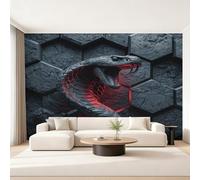 Générique Papier Peint Panoramique Serpent 3D, Papier Peint Hexagone Géométrique 200 x 140 cm, Photo Décoration Murale, Papiers Peints Intissé Décoration Murale Salon Chambre EL&D74