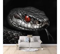 Générique Papier Peint Panoramique Serpent Venimeux 250 × 175 cm - Papier Peint Intissé Revêtement, Serpent Venimeux Animal Noir Mural pour Chambre Salon 3D Art Design Moderne Décoration Murale