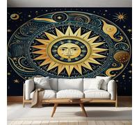 Générique Papier Peint Panoramique Soleil Bohème 300x210, Tapisserie Murales Papier Peint Astrologie Bohème Décoration Murale Salon, Intissé Wallpaper W&21