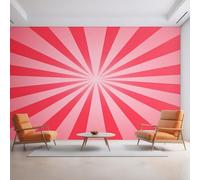 Générique Papier Peint Panoramique Soleil Boho, Papier Peint Rayure Rose Simple 310 x 250 cm, Photo Décoration Murale, Papiers Peints Intissé Décoration Murale Salon Chambre EL&D45
