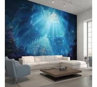 Générique Papier Peint Panoramique Sous-Marin, Papier Peint Château Sous-Marin Mystérieux 366 x 254 cm, Photo Décoration Murale, Papiers Peints Intissé Décoration Murale Salon Chambre EL&D63