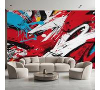Générique Papier Peint Panoramique Street Art, Papier Peint Graffiti Abstrait Fond pour Chambre Wallpaper, Fresque Murale pour Salon Salle Deco Murale, 300x210cm D&O61
