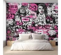 Générique Papier Peint Panoramique Street Art, Papier Peint Graffiti Hip Hop Fond pour Chambre Wallpaper, Fresque Murale pour Salon Salle Deco Murale, 300x210cm D&O159