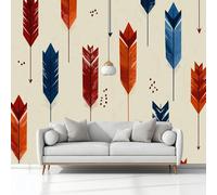 Générique Papier Peint Panoramique Style Ethnique Flèches Plumes Beige, 3D Papier Peint Intissé 200x140 cm Photo Poster Grand Mural Pour Salon Chambre Enfant Chambre Décoration Murale