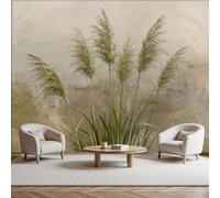 Générique Papier Peint Panoramique Style Pastoral Vintage, Herbes Folles Vertes 400x280cm(L x H) Papier Peint intissé Couleurs Douces pour Chambre Salon Plantes Anciennes Décoration Murale