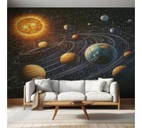 Générique Papier Peint Panoramique Système solaire Voie Lactée - Papier Peint Planète Galaxie Garçons - Deco Chambre Salon - Fresque Murale - Wallpaper - 250x175 cm B551
