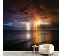 Générique Papier Peint Panoramique, Tempête Tonnerre Et Éclair 300 x 210 cm 3D Poster Geant Mural - Paysage Naturel Papier Peint pour Salon, Adulte Chambre d'enfants et Étude Restaurant Décoration