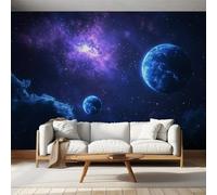 Générique Papier Peint Panoramique Terre Espace Extérieur - Papier Peint Spatial Pourpre Bleu Foncé - Deco Chambre Salon - Fresque Murale - Wallpaper - 310x250 cm B541