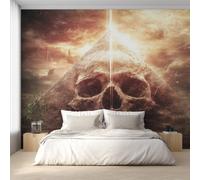 Générique Papier Peint Panoramique Tête de Mort Gothique, Papier Peint Crâne Pyramide Fond pour Chambre Wallpaper, Fresque Murale pour Salon Salle Deco Murale, 396x280cm D&O81