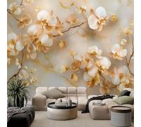 Générique Papier Peint Panoramique Texture marbrée fleur de magnolia 200x140 cm Papier Peint Intissé Mural, Poster Geant Mural 3D, pour Salon Chambre d'enfants restaurant Décoration Murale
