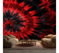 Générique Papier Peint Panoramique Tie Dye - Papier Peint Rouge et Noir - Deco Chambre Salon - Fresque Murale - Wallpaper - 450x315 cm A-8592