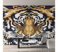 Générique Papier Peint Panoramique Tigre, Papier Peint Tigre Animaux Sauvage 416 x 254 cm, Photo Décoration Murale, Papiers Peints Intissé Décoration Murale Salon Chambre EL&D68