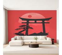 Générique Papier Peint Panoramique Torii Japonais, Papier Peint Asie Orientale Fond pour Chambre Wallpaper, Fresque Murale pour Salon Salle Deco Murale, 396x280cm D&O144