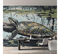 Générique Papier Peint Panoramique Tortue, Papier Peint Animaux Bassin Tortue 310 x 250 cm, Photo Décoration Murale, Papiers Peints Intissé Décoration Murale Salon Chambre EL&D64