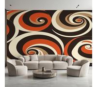 Générique Papier Peint Panoramique Tourbillon Abstrait, Papier Peint Spirale Noire Rouge Brune 310 x 250 cm, Photo Décoration Murale, Papiers Peints Intissé Décoration Murale Salon Chambre EL&D55