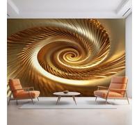 Générique Papier Peint Panoramique Tourbillon Or, Papier Peint Spirale 3D Moderne 500 x 350 cm, Photo Décoration Murale, Papiers Peints Intissé Décoration Murale Salon Chambre EL&D45
