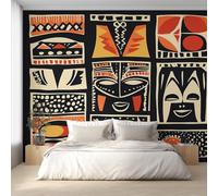 Générique Papier Peint Panoramique Tribu Africaine, Papier Peint Géométrique Abstrait Fond pour Chambre Wallpaper, Fresque Murale pour Salon Salle Deco Murale, 100x70cm D&O135